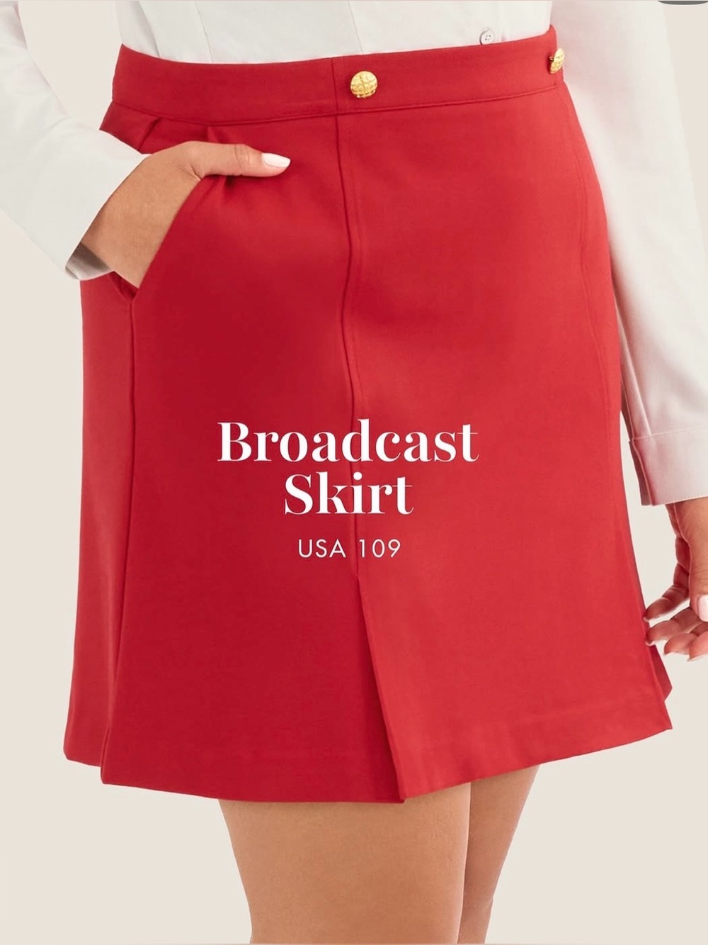 CABI - Broadcast Skirt in Rich Red. Size 10